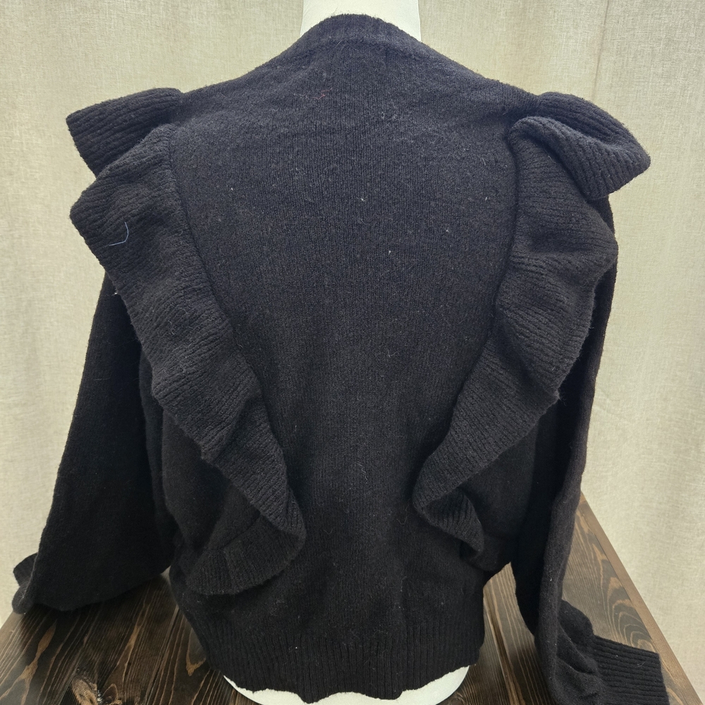 Chic Black Ruffle Sweater - Picture 3 of 4